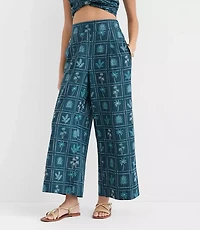 LOFT Beach Palm Linen Cotton Wide Leg Pants
