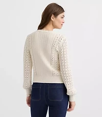 Petite Scalloped Pointelle Cardigan