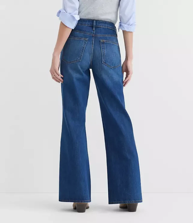 Rivete Petite Curvy Mid Rise Relaxed Flare Jeans Vintage Dark Wash