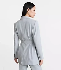 Petite LOFT Versa Seasonless Stretch Tie Waist Blazer Heather