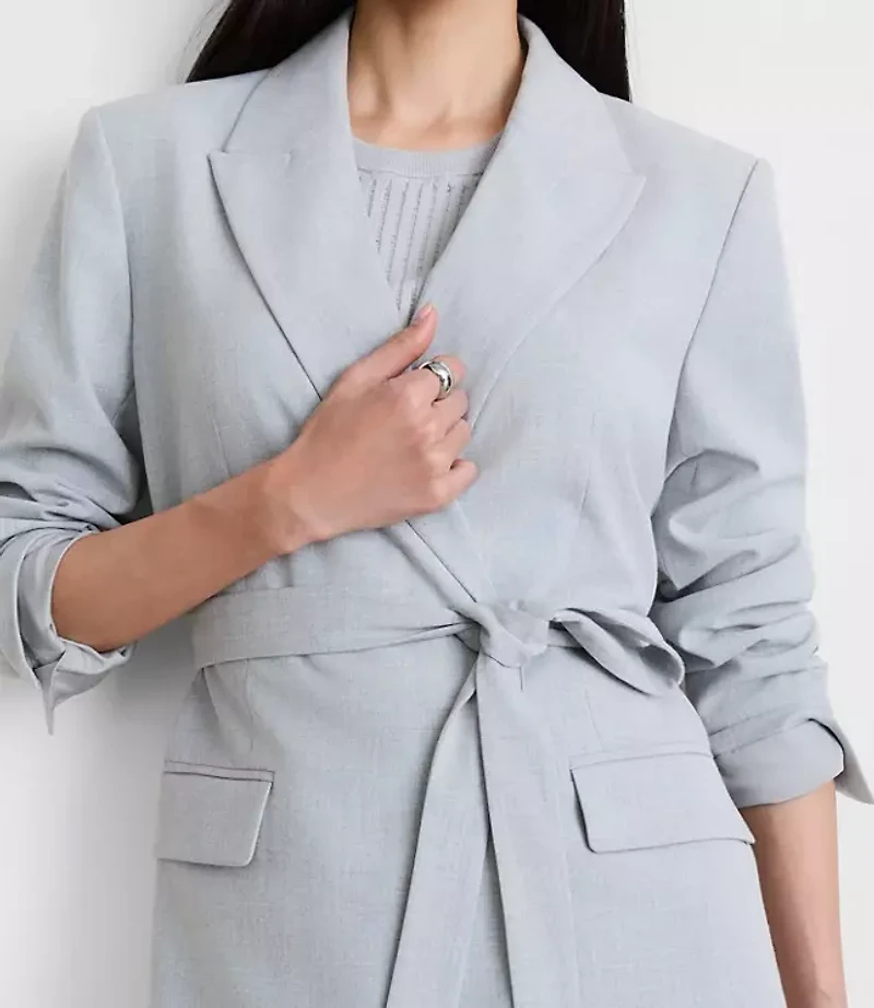 Petite LOFT Versa Seasonless Stretch Tie Waist Blazer Heather