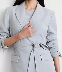Petite LOFT Versa Seasonless Stretch Tie Waist Blazer Heather