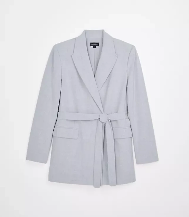 Petite LOFT Versa Seasonless Stretch Tie Waist Blazer Heather