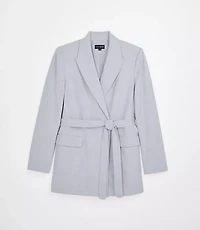Petite LOFT Versa Seasonless Stretch Tie Waist Blazer Heather
