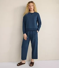 Haven Well Within Indigo Washed Cotton Fleece Crewneck Pullover