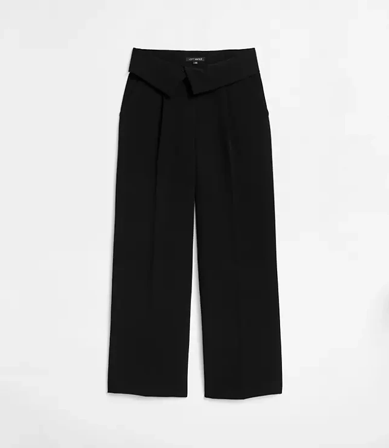 Petite LOFT Versa Crepe Drape Foldover Waist Palazzo Pants