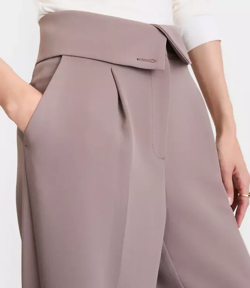 Petite LOFT Versa Crepe Drape Foldover Waist Palazzo Pants