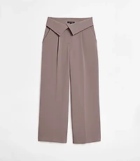 Petite LOFT Versa Crepe Drape Foldover Waist Palazzo Pants