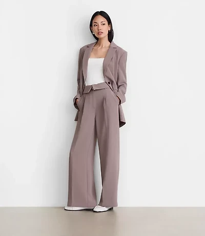 Petite LOFT Versa Crepe Drape Foldover Waist Palazzo Pants