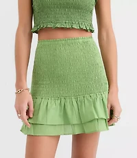 Petite LOFT Beach Ruffle Smocked Mini Skirt