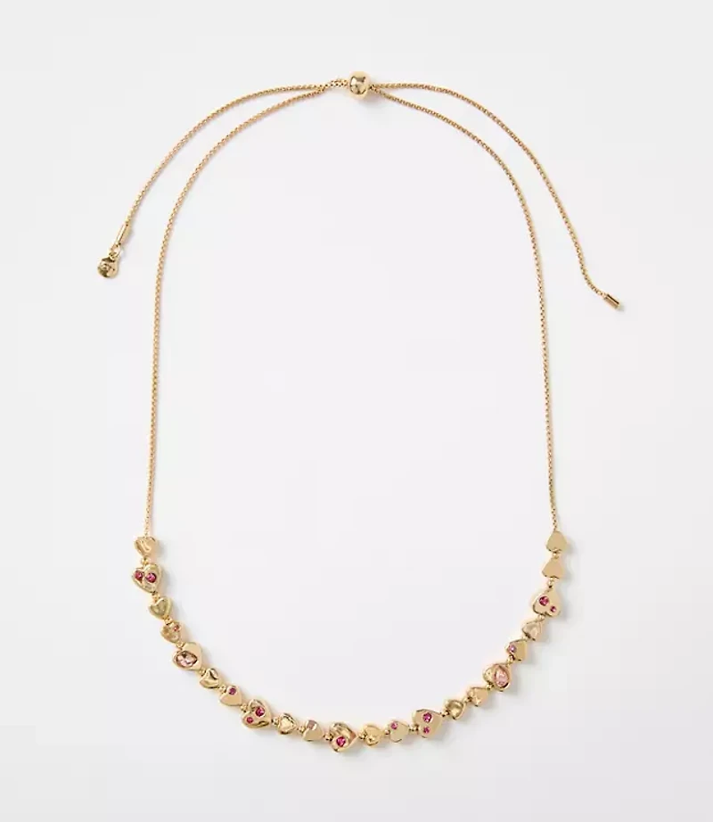 Sparkle Heart Pull Tie Necklace