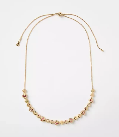 Sparkle Heart Pull Tie Necklace