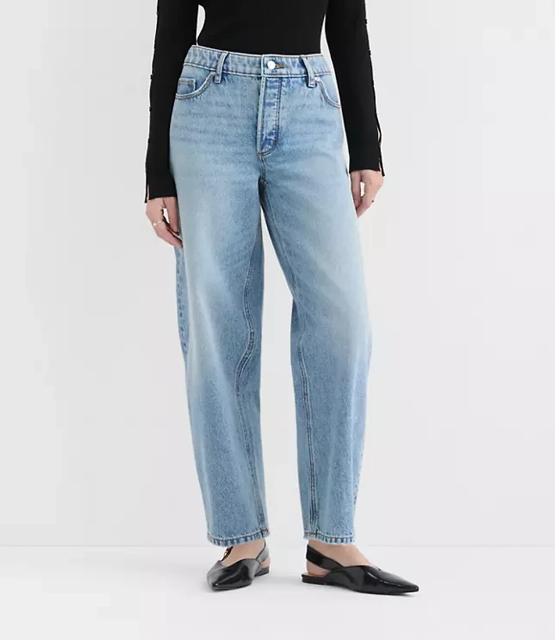 Rivete Curvy Mid Rise Barrel Jeans Aura