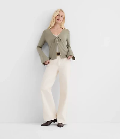 Rivete High Rise Wide Leg Jeans Ivory
