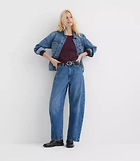 Rivete Petite Seamed High Rise Barrel Jeans Dark Wash