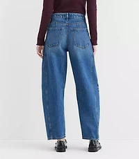 Rivete Petite Seamed High Rise Barrel Jeans Dark Wash