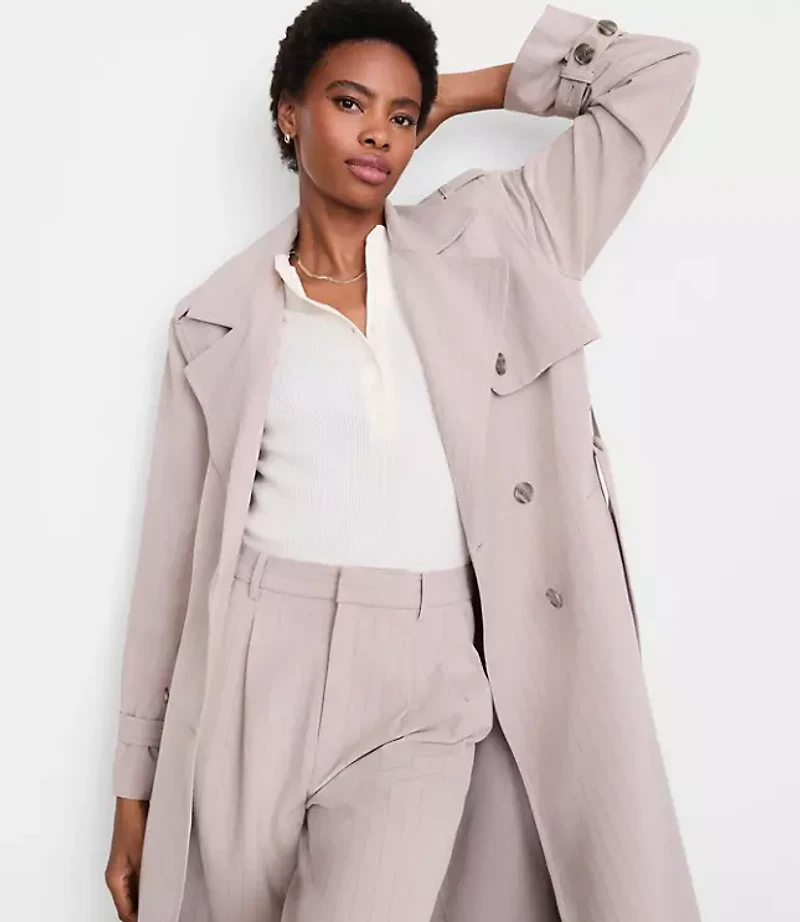 Petite LOFT Versa Seasonless Stretch Trench Coat Stripe