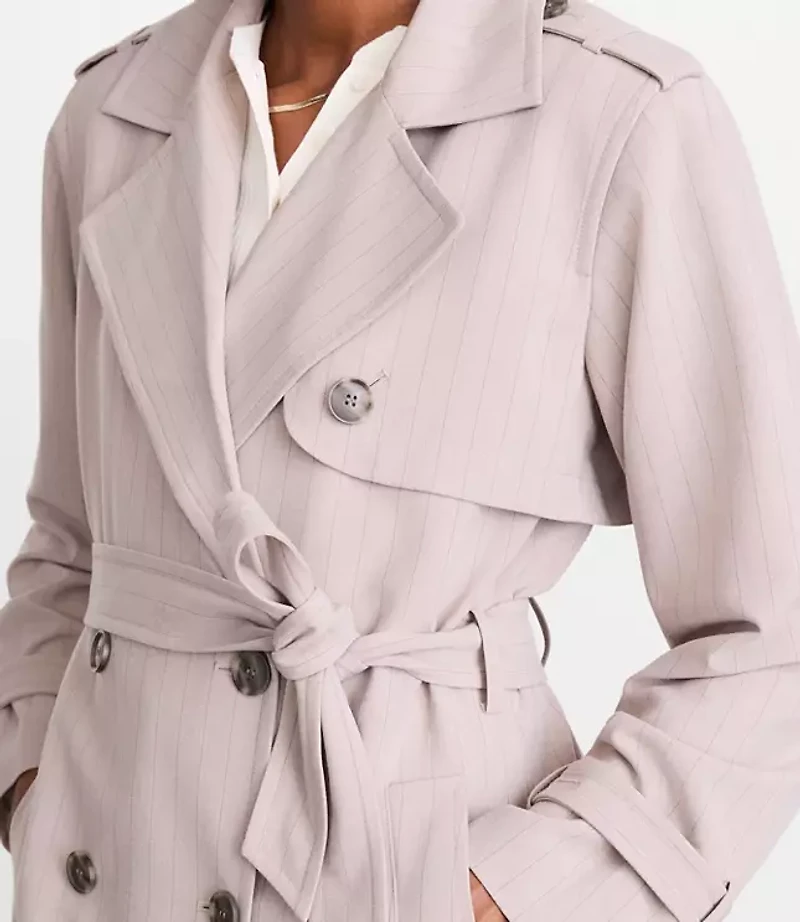 Petite LOFT Versa Seasonless Stretch Trench Coat Stripe