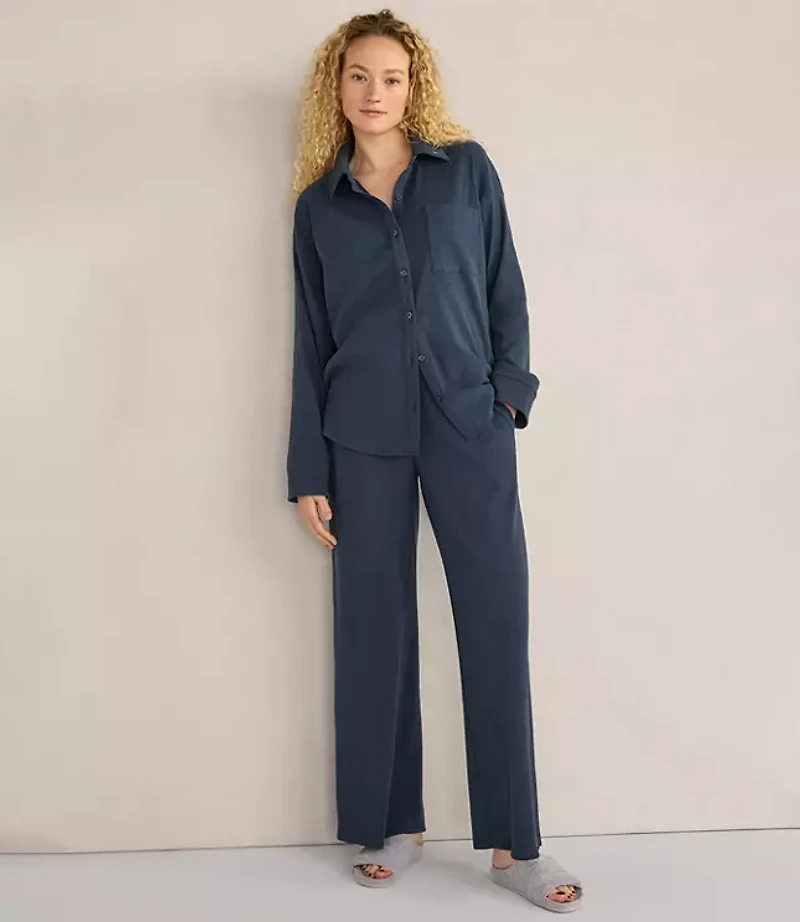 Haven Well Within Organic Cotton Rib Knit Relaxed Button Down Top