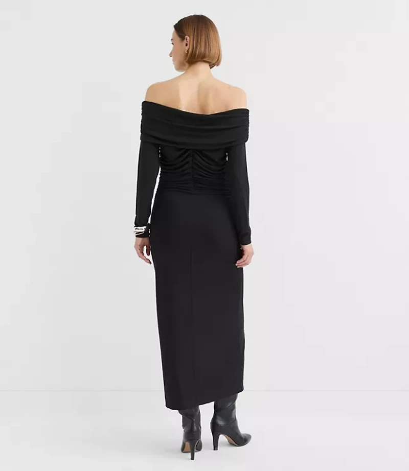 Ruched Off The Shoulder Midi Dress