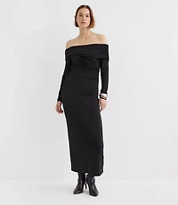 Ruched Off The Shoulder Midi Dress