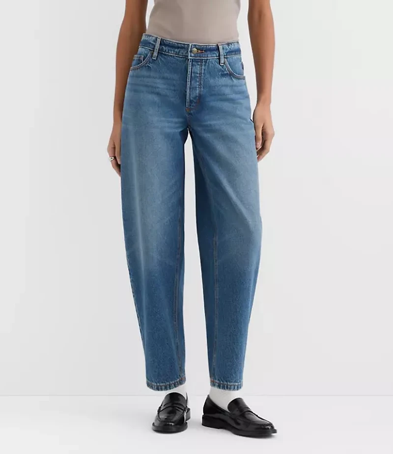 Rivete Mid Rise Barrel Jeans Echo