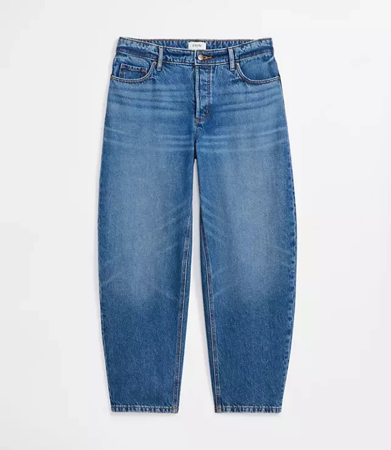 Rivete Mid Rise Barrel Jeans Echo