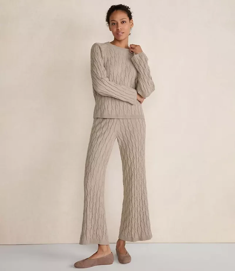 Haven Well Within Cotton Cashmere Cable Knit Wide Leg Pants
