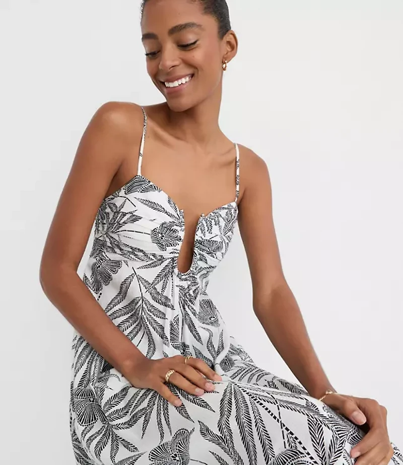LOFT Beach Palm Hook Keyhole Maxi Dress
