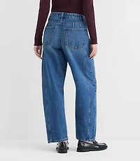 Rivete Seamed High Rise Barrel Jeans Authentic Dark Wash