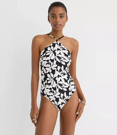 LOFT Beach Magnolia Halter One Piece Swimsuit