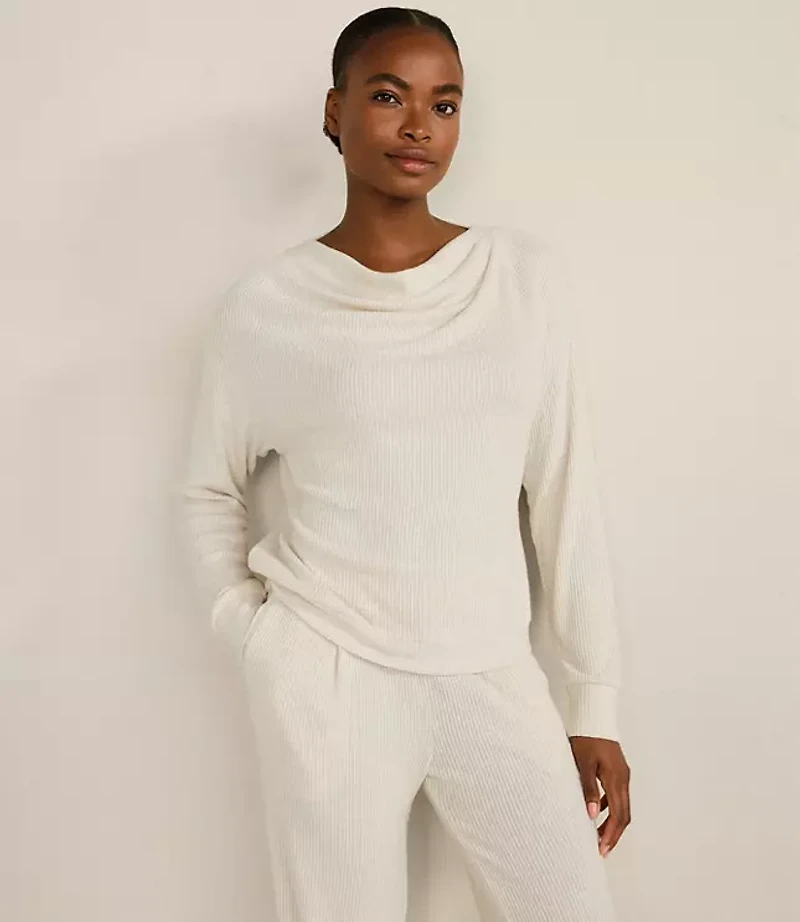 Haven Well Within Brushed Rib Knit Drape Neck Top