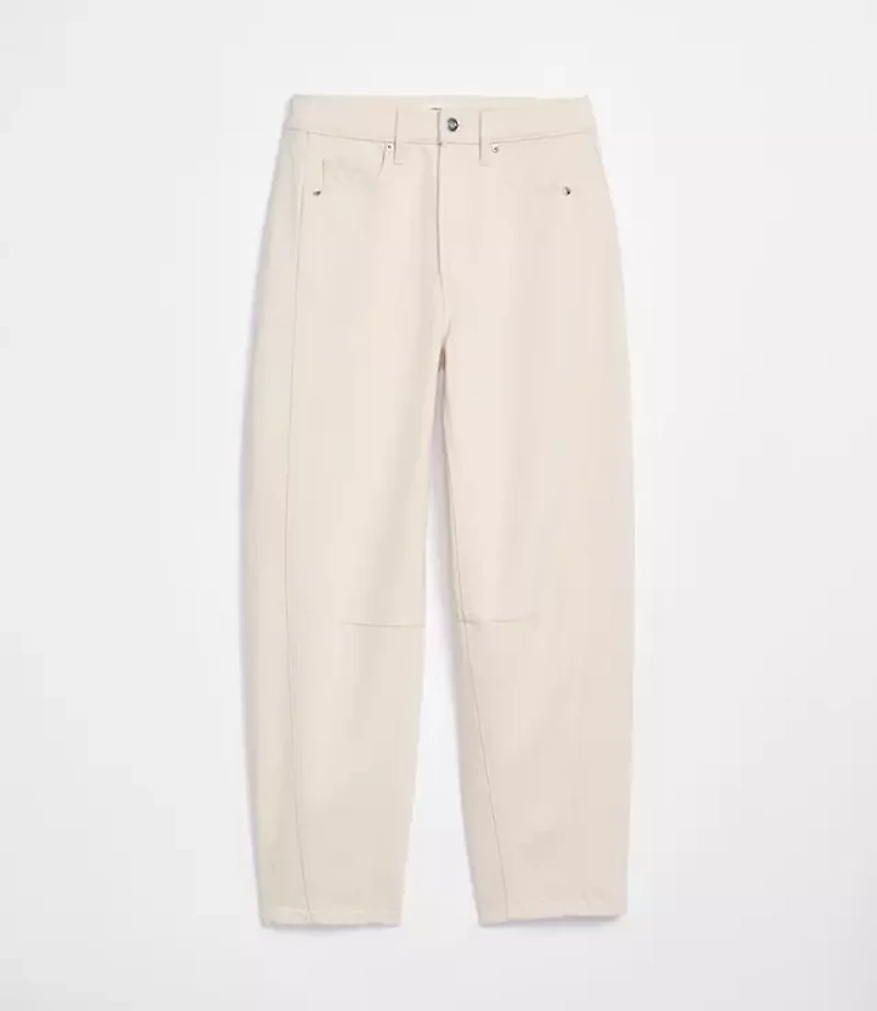 Rivete Seamed High Rise Barrel Jeans Ivory