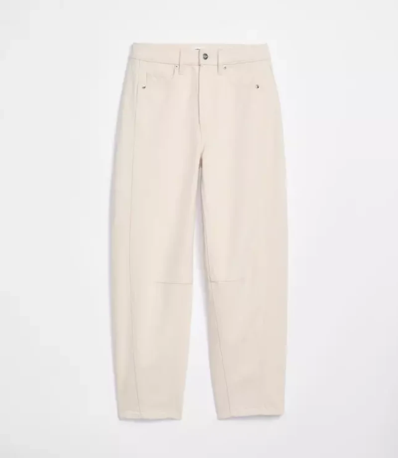 Rivete Seamed High Rise Barrel Jeans Ivory