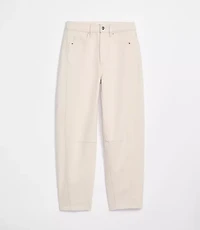 Rivete Seamed High Rise Barrel Jeans Ivory