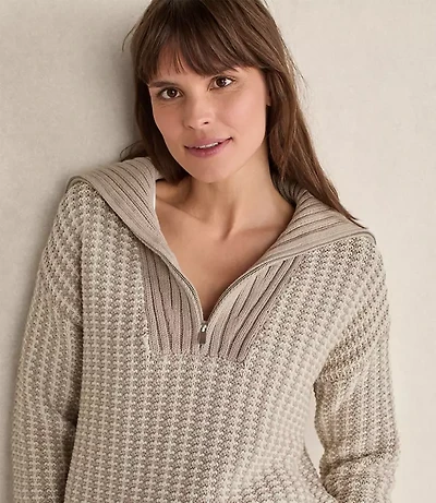 Haven Well Within Cotton Blend Contrast Stitch Half Zip Sweater