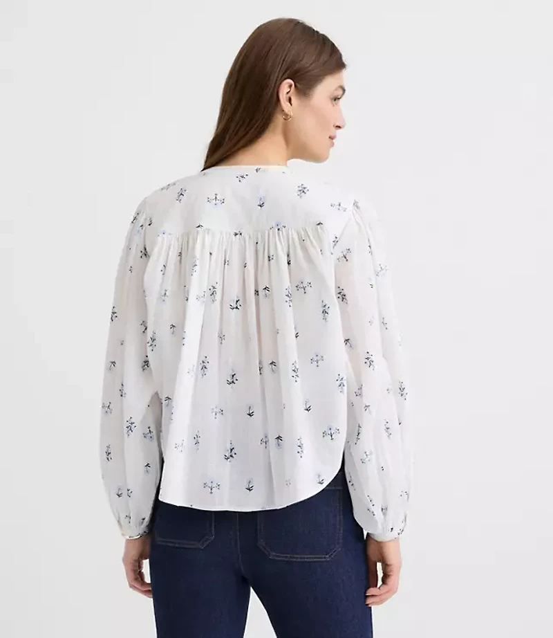 Floral Balloon Sleeve Blouse