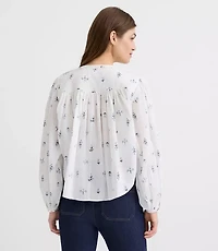 Floral Balloon Sleeve Blouse
