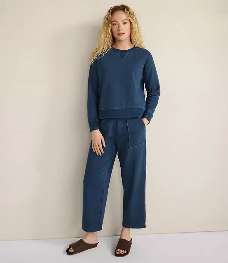 Haven Well Within Indigo Washed Cotton Fleece Straight Leg Pants