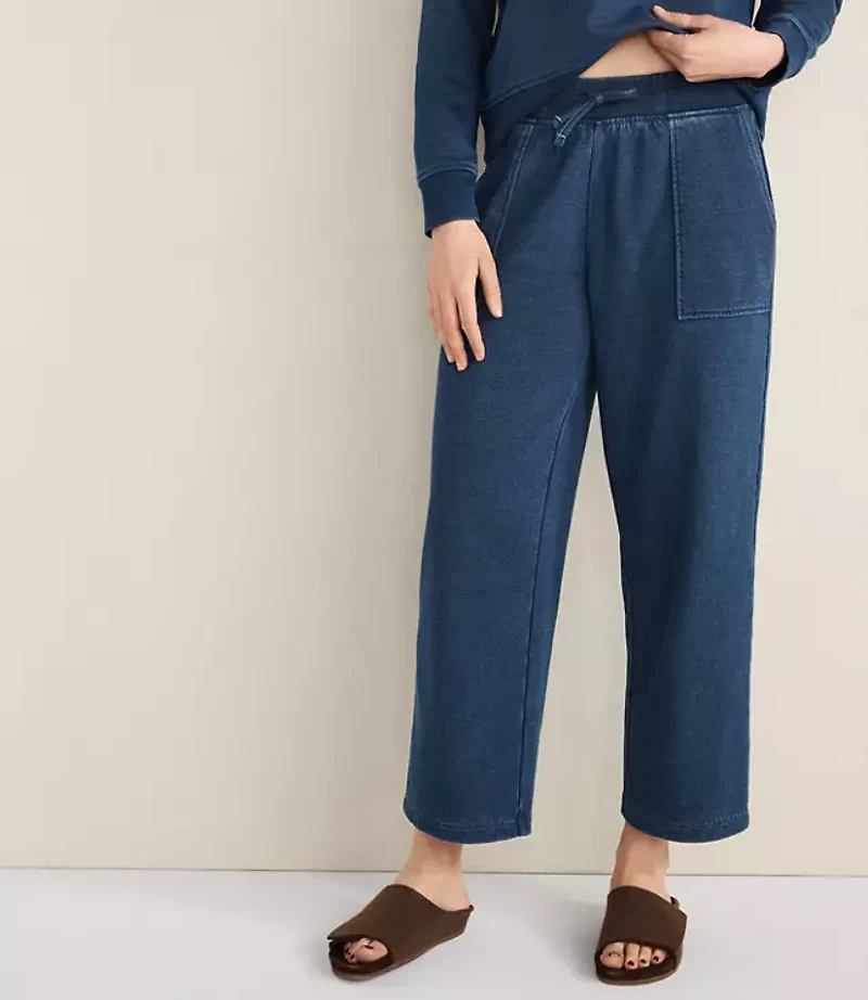 Haven Well Within Indigo Washed Cotton Fleece Straight Leg Pants