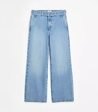 Rivete Belted High Rise Wide Leg Jeans Light Wash