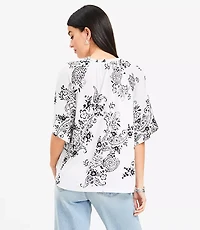 Garden Tie Neck Mixed Media Blouse