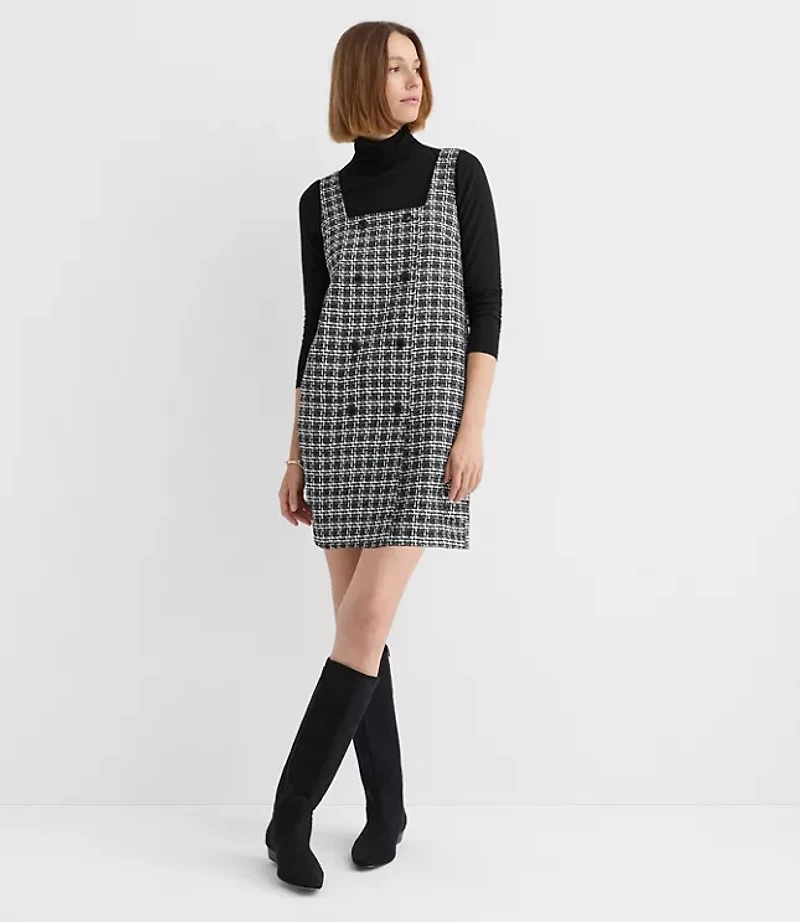 Tweed Double Breasted Mini Pocket Dress