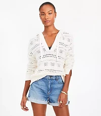 Petite LOFT Beach Pointelle Hoodie