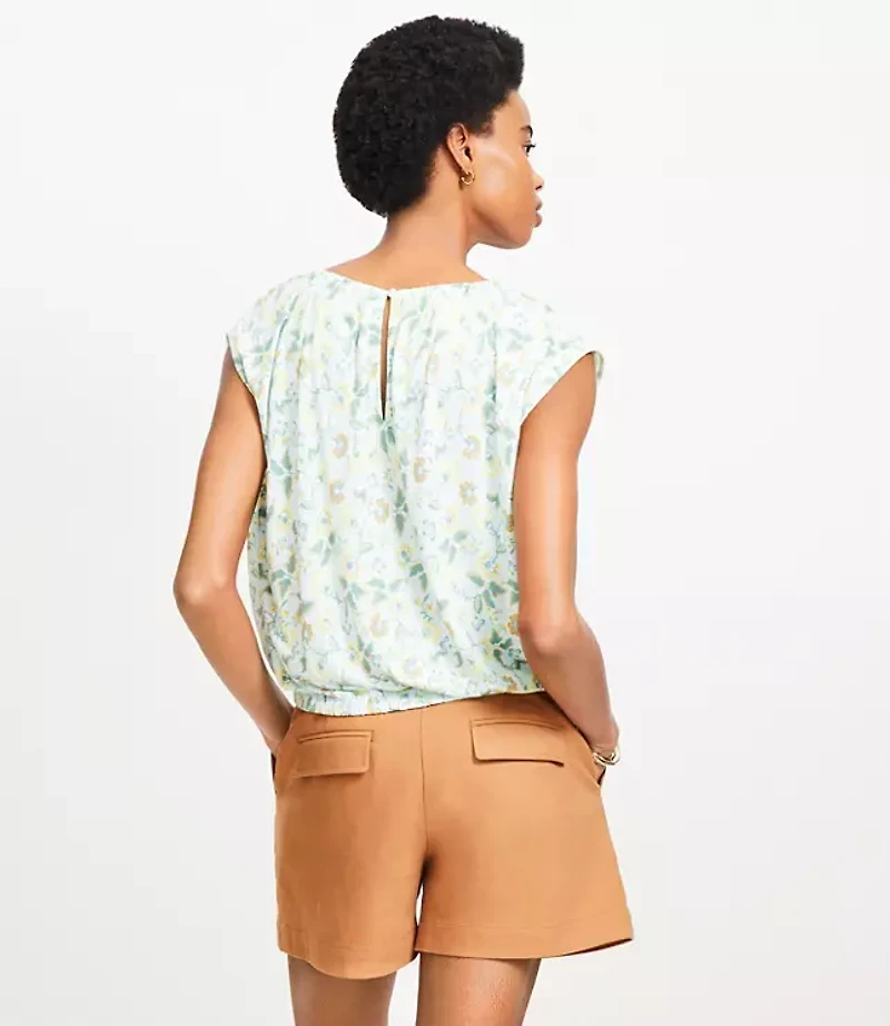 Garden Bubble Hem Mixed Media Top