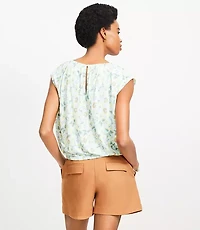 Garden Bubble Hem Mixed Media Top