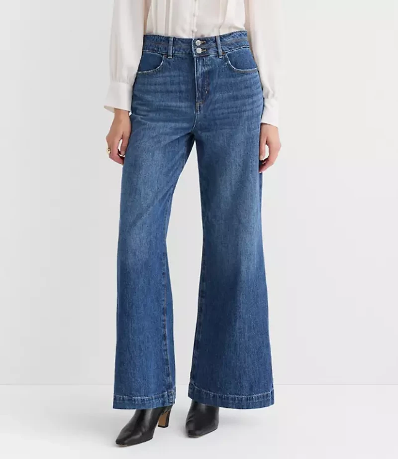 Petite Palazzo Jeans White