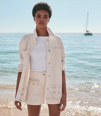 Petite Denim Eyelet Jacket