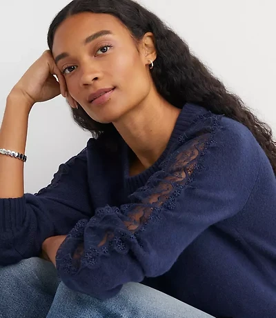 Lace Trim Sleeve Sweater