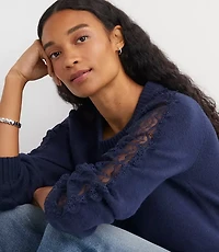 Lace Trim Sleeve Sweater